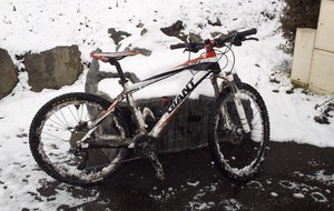 Sortie du dimanche 25 janvier 2015: l'état des vélo en fin de sortie, un peu enneigé